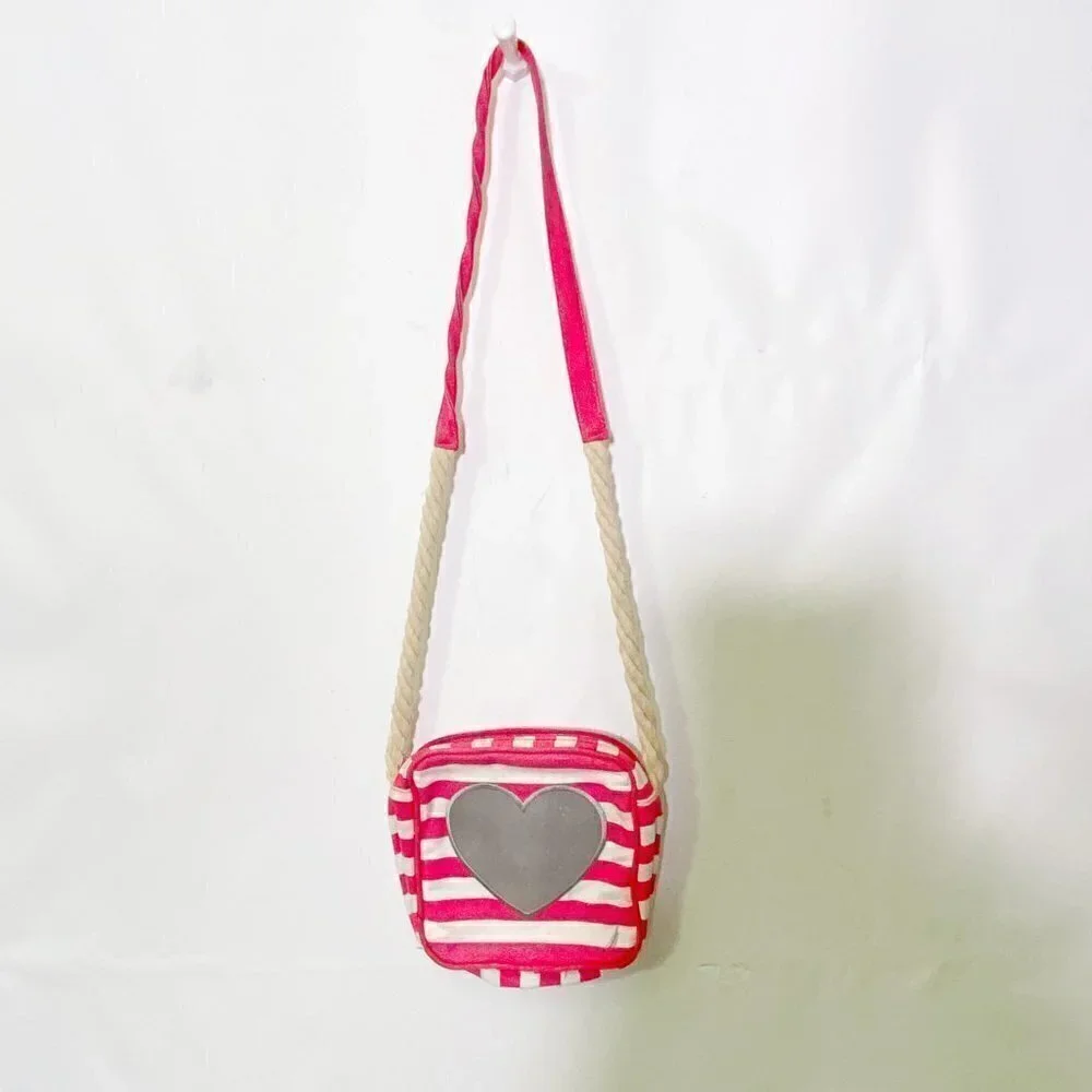 Nautica Heart Pink Striped Cotton Bag